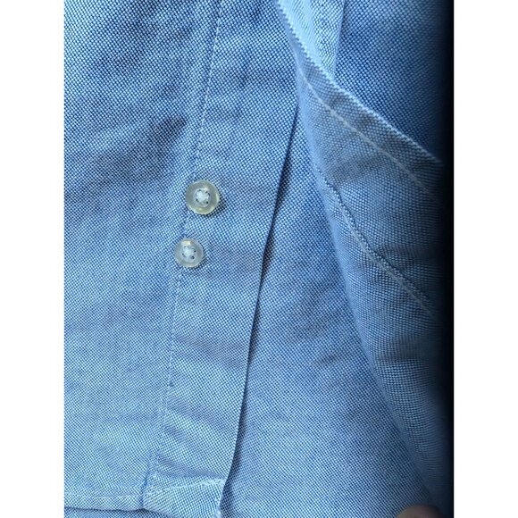 VTG LL Bean Mens Blue Short Sleeve Button-Up Shirt Size 17 1/2 USA Single Stitch - Picture 7 of 9